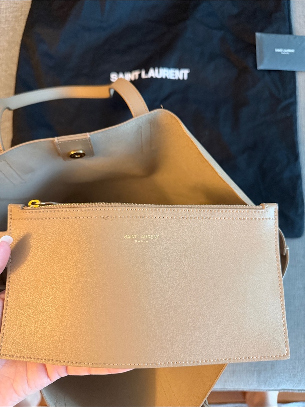 Saint Laurent East West Tote in Brick Leather Taupe - Picture 3 of 10